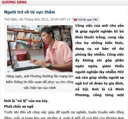 Báo Giáo Dục Thành Phố Hồ Chí Minh viết về anh với tựa đề 