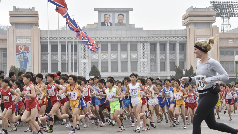 Một cuộc thi chạy vào năm 2015 tại Bình Nhưỡng với sự góp mặt của nhiều vận động viên nước ngoài.
