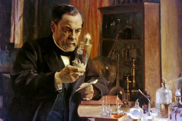 Louis Pasteur dans son laboratoire de l'Ecole normale supérieure, 1886.