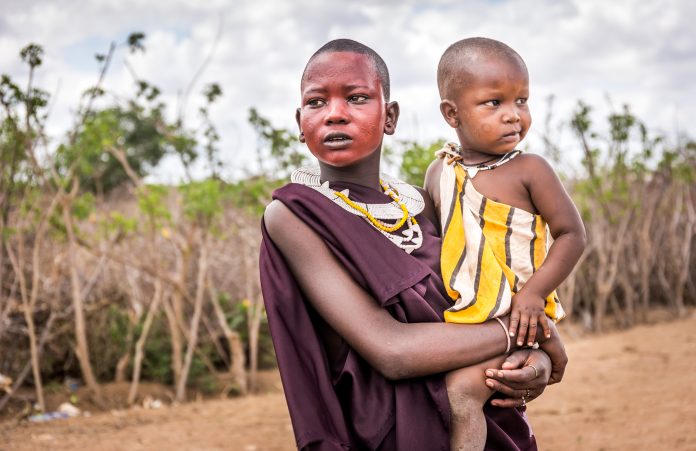 African women wearing traditional clothes in Masai tribe