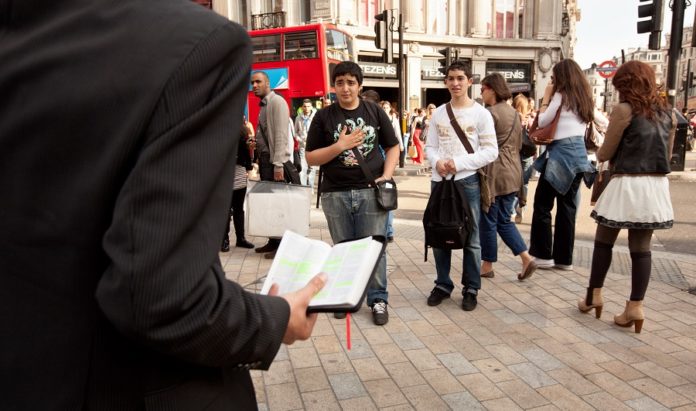 Evangelical street preacher in London