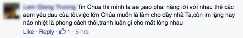 Một tín hữu bày tỏ sự buồn lòng.
